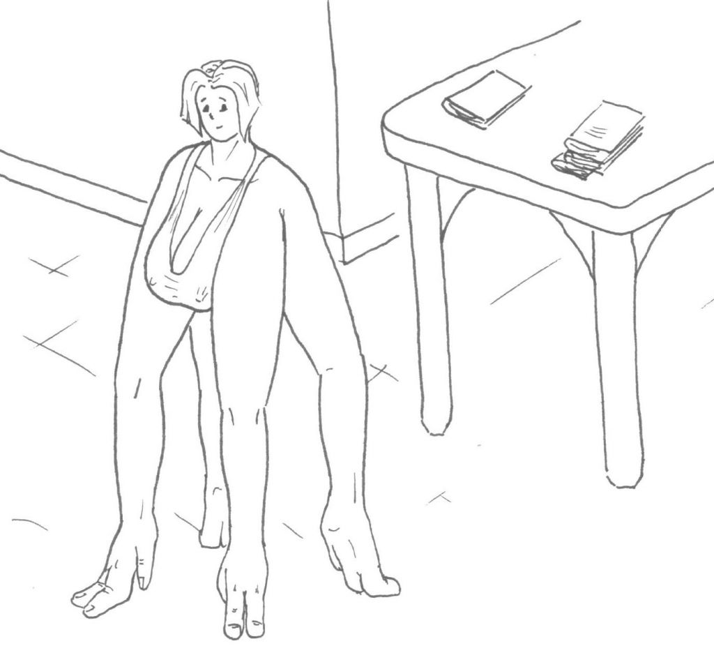 Finalmente, al mes de haber descubierto lo que en principio eran unas “protuberancias”, ya tenia desarrolladas dos piernas extra en mi trasero, totalmente funcionales, como las dos de delante, con las extrañas manos y todo. De hecho, tenian la misma precision. Tuve que aprender a caminar con 4 piernas cuando me crecieron lo suficiente como para tocar el suelo. Al principio me resistia a hacerlo, porque iva mas comoda usando como siempre solo mis piernas delanteras. Las dos traseras las levantaba por encima de mis hombros y las usaba como si fueran manos. Pero mi centro de gravedad se desplazaba demasiado, y me hacia perder el equilibrio con frecuencia. Asi que finalmente me fui acostumbrando a caminar con las 4 piernas a la vez. Jeje, parecia una araña, pero era muy funcional. Y cuando necesitaba coger algo, o manipular algo, simplemente levantaba una pierna, y me sostenia con las otras tres. O si necesitaba dos, levantaba una delantera, y la opuesta trasera, para seguir manteniendo el equilibrio. Me las apañaba bastante bien, y me resultaba hasta entretenido.
