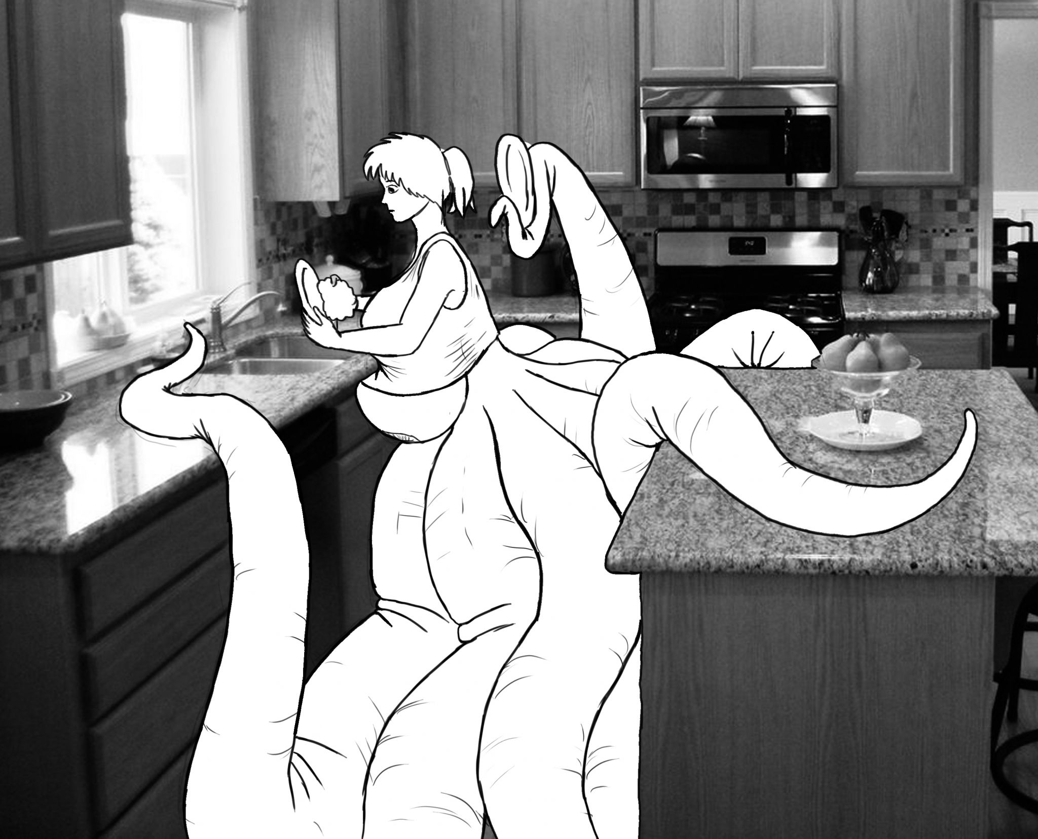 tent023
My new size, starting to become a problem. Even I could move around the house, but practically took up half a room each time I entered. At least every time I felt more skilled controlling my own tentacles, which, within the bad was a nice bonus. I kept trying to lead a normal life, but it was complicated. The space problem was becoming a problem, because almost did not pass through the doors. Move was a choreography have to move eight enormous tentacles everywhere, and also my huge breasts hanging beyond the waist, they were always in the middle of everywhere. I had to invent something to keep them subjected because they began to be a problem, and of course, bras that had at home would not serve
