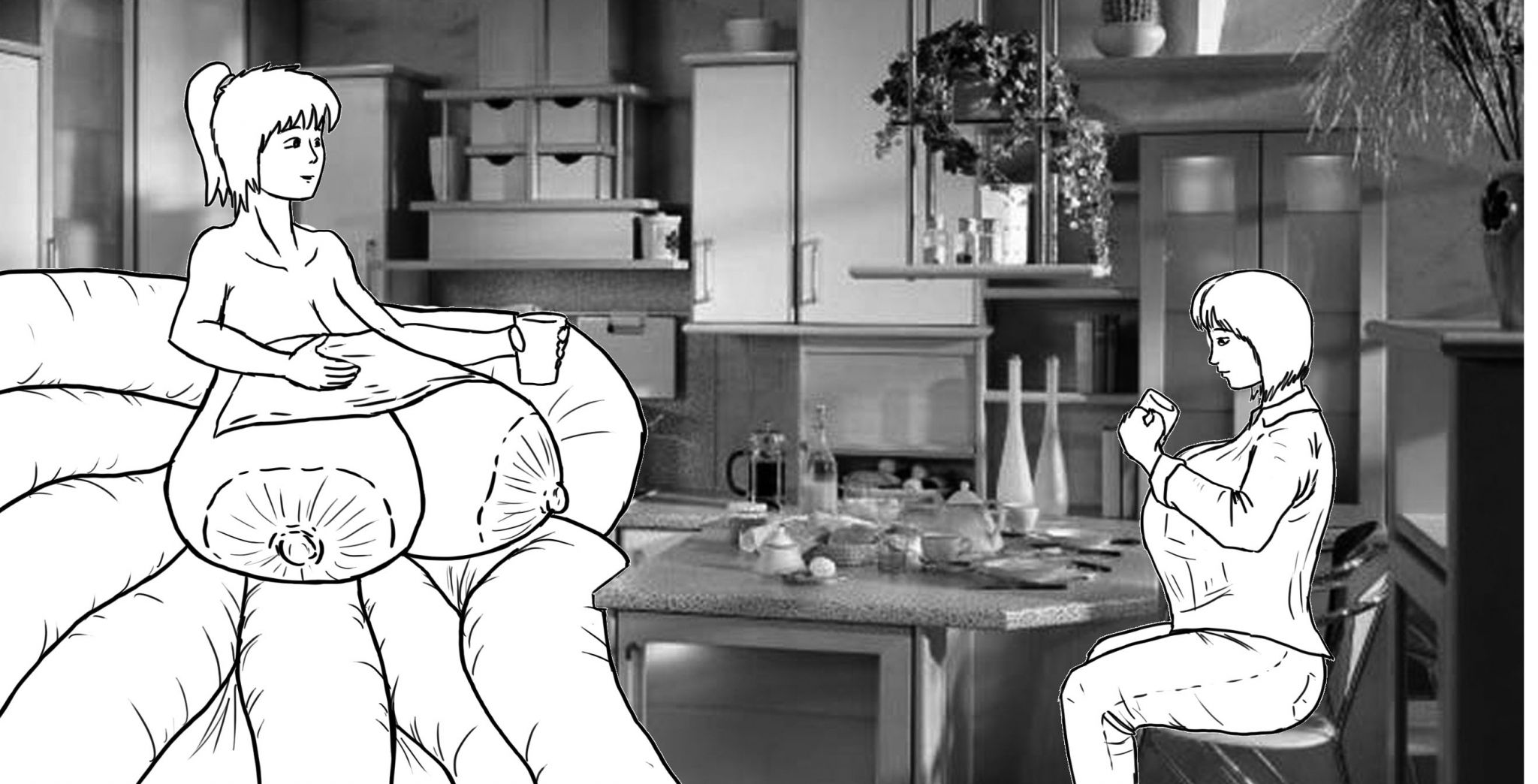 tent068
That morning, in the breakfast, we were talking just about all this worries. She finally confessed that she was worried about what is going to happen. And we talked about the possibility she change as drastic as me. I tried to cheer her:
"We still don't know what is going to happen. Maybe it's just a breast augmentation, and it will no happen anything else. But if in the worst case, you change as me, of course you can count with me."
"well, i have no family, and as you know i live alone here, and my work is enough to give me the money I need, but i don't like it. I've been thinking also in this possibility, and the option to disappear as you have done, it's a good possibility in the case i became as drastic modification as you"
"For me, it would be great if you come here to live with me. I would be very pleased to have a roommate, someone to talk with, a friend that would help me and not feel so lonely. If something bad happens, you can live here. It's the least I can do"
I still feel guilty for her breasts modification, but in other hand, secretly i wanted she mutated as i did, so I would have company in this lonely situation.
